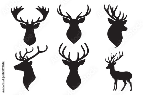 Deer silhouette icon set vector illustration