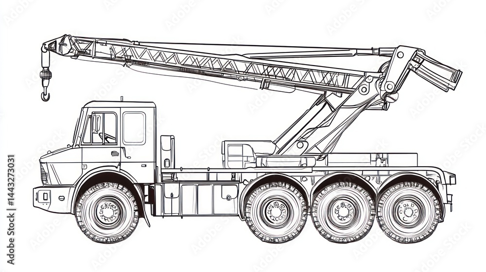 Naklejka premium Heavy-duty truck crane, side view (1)