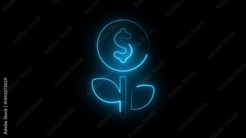 Glowing neon benefits icon isolated on black background. HD Video motion graphic animation Glowing neon benefits icon isolated on black background. HD Video motion graphic animation