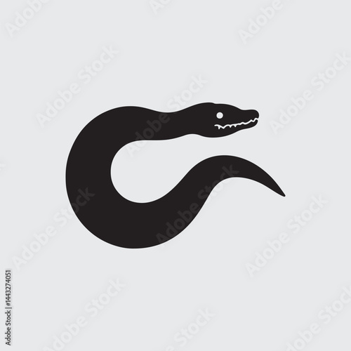 Snake silhouettes on a white background—hand-drawn vector illustration.