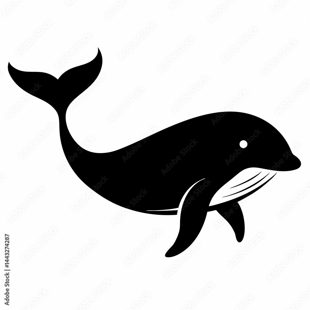 Fototapeta premium Whale Vector in Black Silhouette