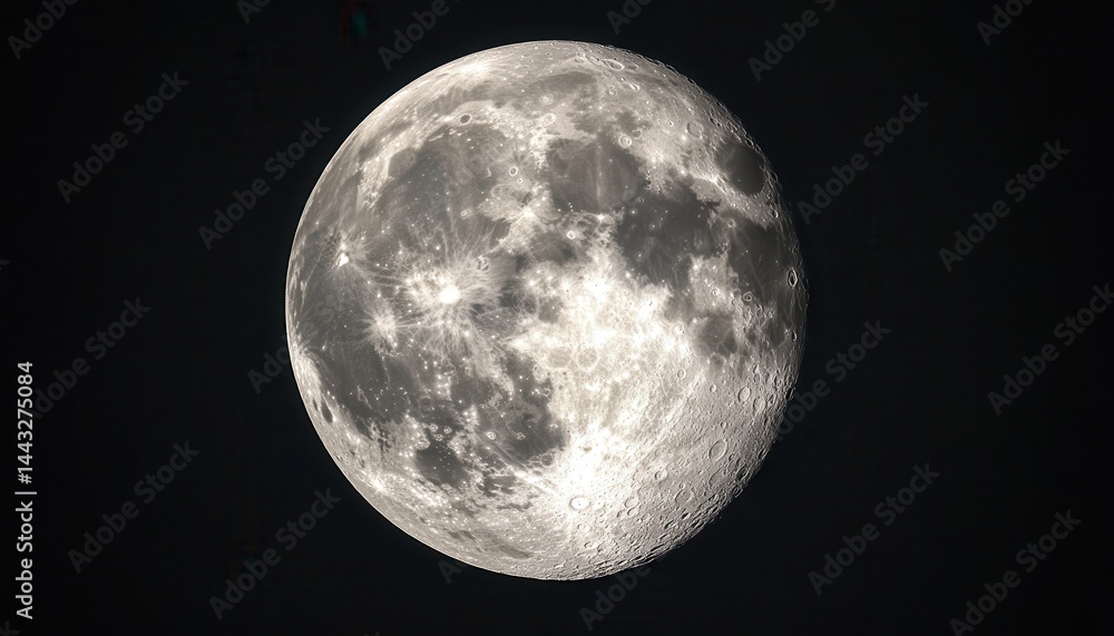 Obraz premium Full moon, detailed craters, night sky