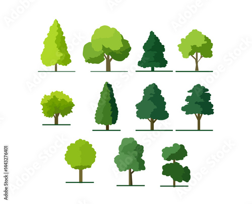Collection of trees. tree set isolated on white background. vector file illustration 
