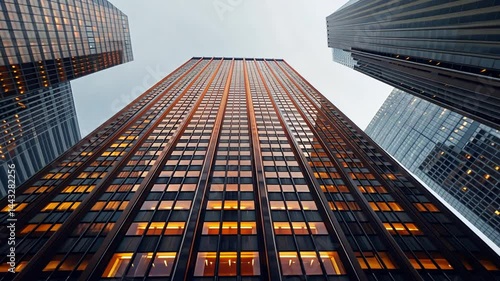 Wallpaper Mural Stunning Low Angle View of Towering City Skyscrapers and Urban Landscape Torontodigital.ca