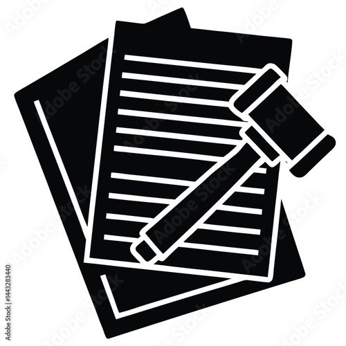 isolated ruling papers with gavel on white background