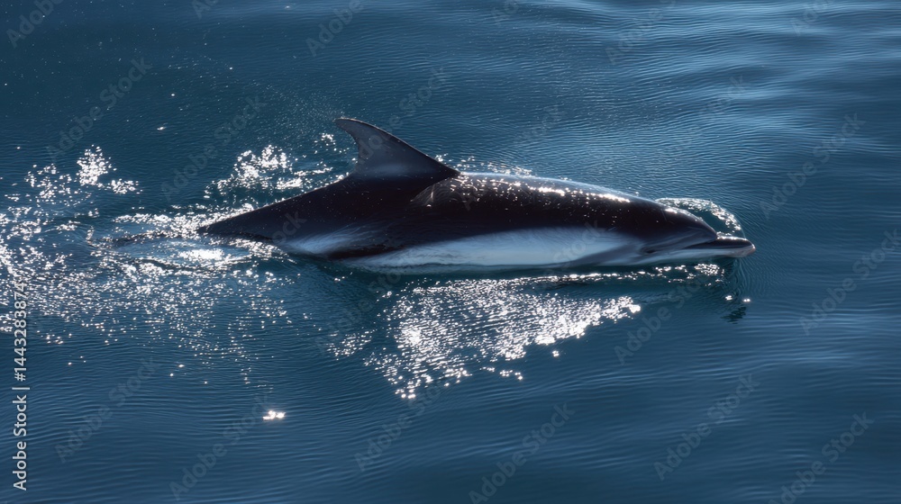 Obraz premium Dusky Dolphin Gliding Through Open Water