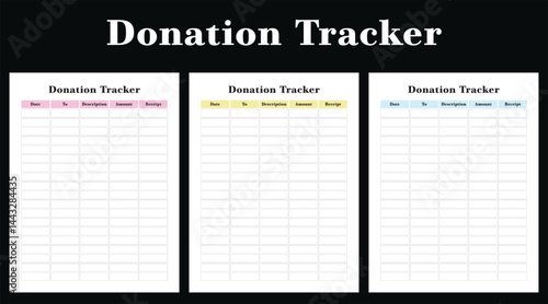 Donation Tracker, interior, planner, template, kdp, 