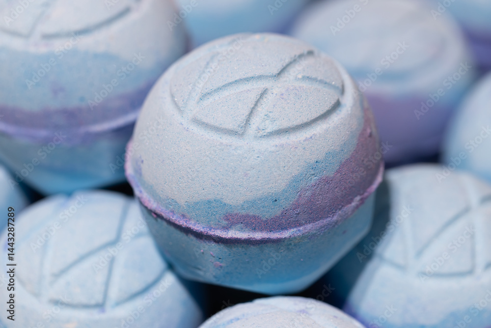 closeup bath bombs in store