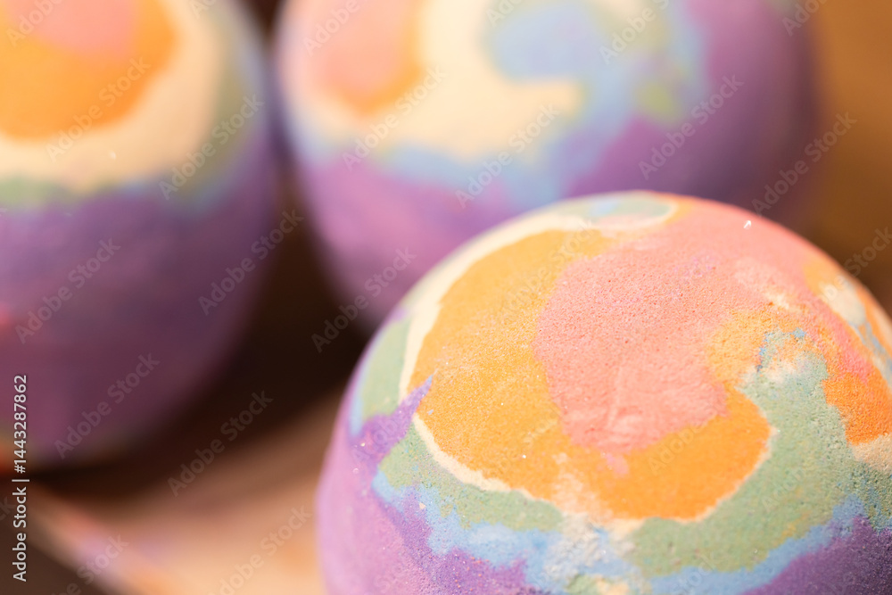 closeup bath bombs in store