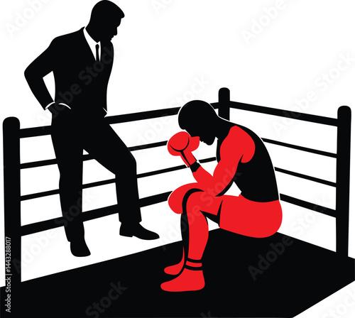tired boxer coach support silhouette