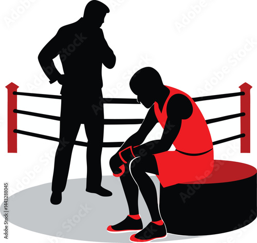 tired boxer coach support silhouette