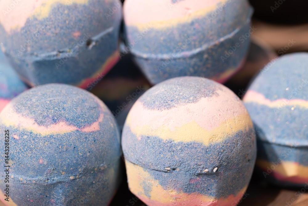 closeup bath bombs in store