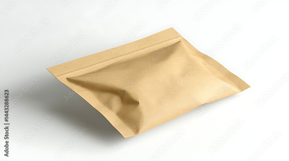 Beige paper pouch packaging mockup Beige paper pouch packaging mockup