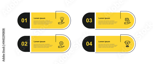 Creative business infographic template vector with yellow color. 4 step columns information graphic.
