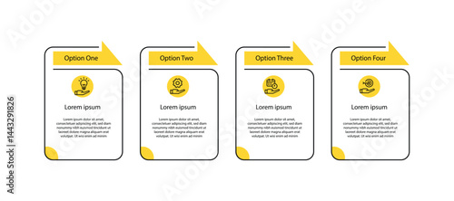 4 step process infographic template with icons and table line concept suitable for business information and work presentation