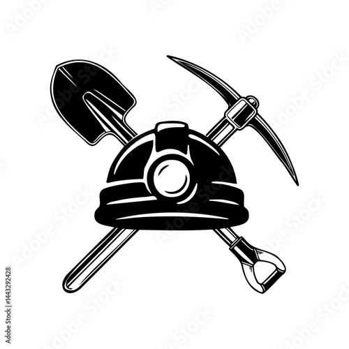 Mining Logo Svg, Pick Axes Tool Svg, Shovel Helmet Svg, Construction Digging Coal Mine Worker Svg, Clipart Vector Cricut Cut Cutting Download, Svg Files for Cricut