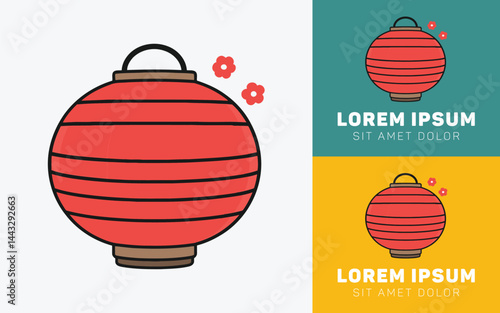 Traditional Japanese Lantern Glowing at Night
