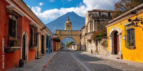 Colorful colonial street in Antigua, Guatemala