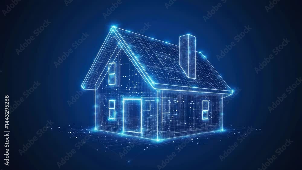 Digital House Design on Dark Background Digital House Design on Dark Background