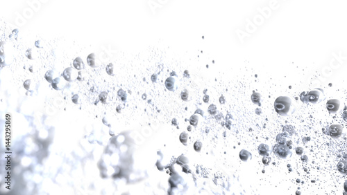 Wallpaper Mural Close-up of silver bubbles floating on white. Perfect for cosmetic, clean, fresh concepts. Torontodigital.ca