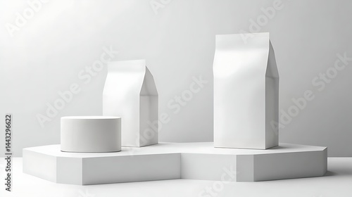 Blank white paper bags mockup display