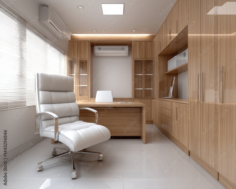 Fototapeta premium Gynecological office interior; modern furniture, warm lighting - clinic treatment feminine lighting women's