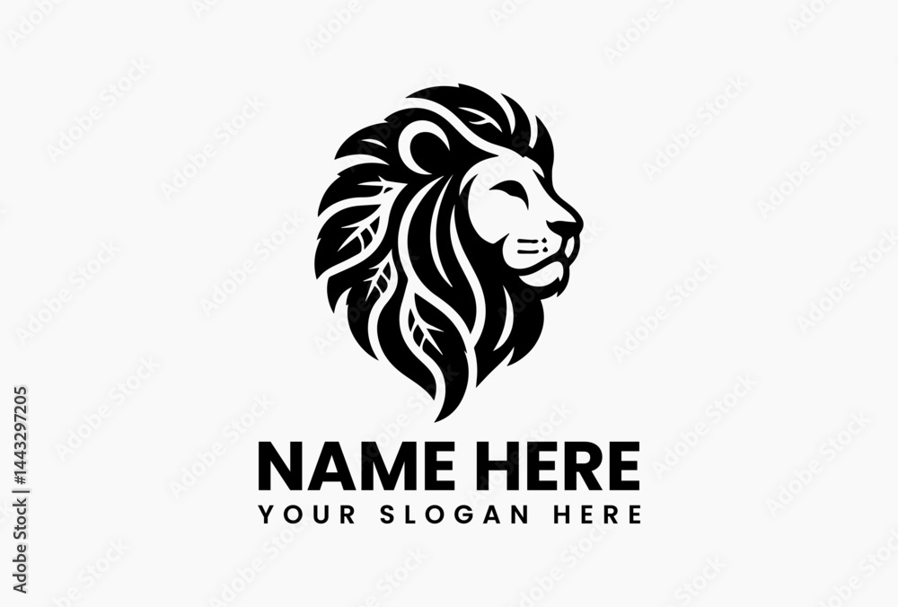 Nature-inspired lion logo icon featuring bold leaf elements, stylized vector animal emblem isolated on white background for organic and wildlife identity Nature-inspired lion logo icon featuring bold leaf elements, stylized vector animal emblem isolated on white background for organic and wildlife identity