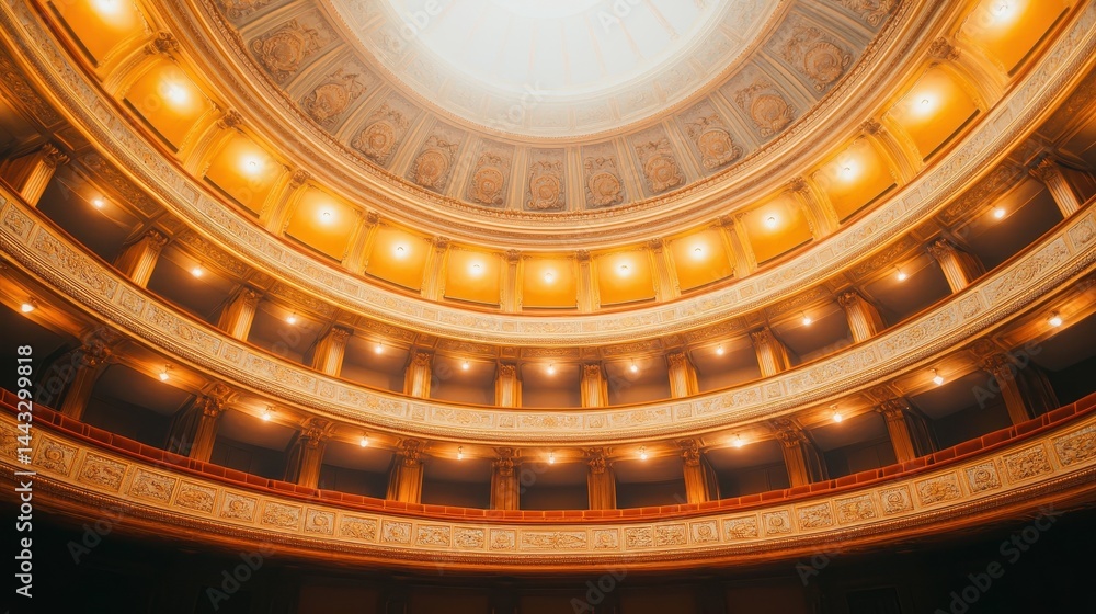 Obraz premium Stunning Interior of Historical Theatre with Bright Dome and Elegant Architecture Featuring Ornate Designs
