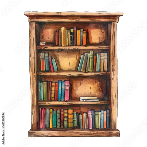 A highly detailed hand-drawn Bookcase