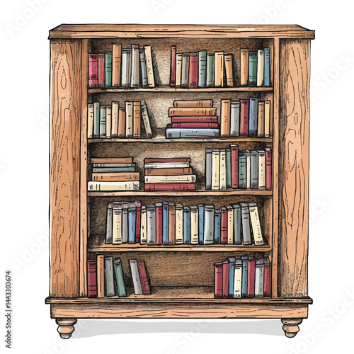 A highly detailed hand-drawn Bookcase