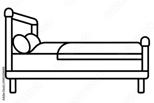 Bed Icon in Linear Design - Sleep and Rest Concept

