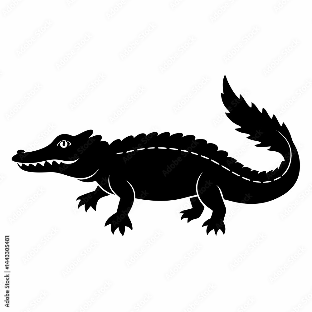 Sleek Black Crocodile Illustration Sleek Black Crocodile Illustration