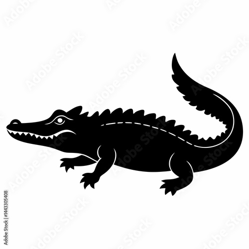 Sleek Black Crocodile Illustration