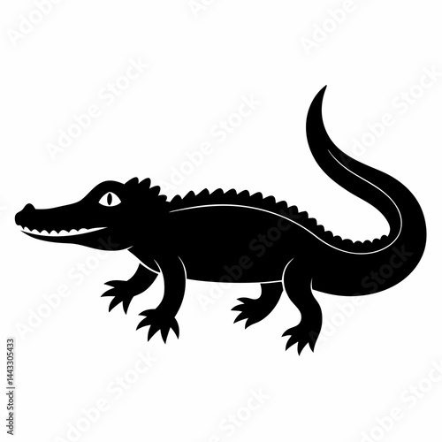 Sleek Black Crocodile Illustration