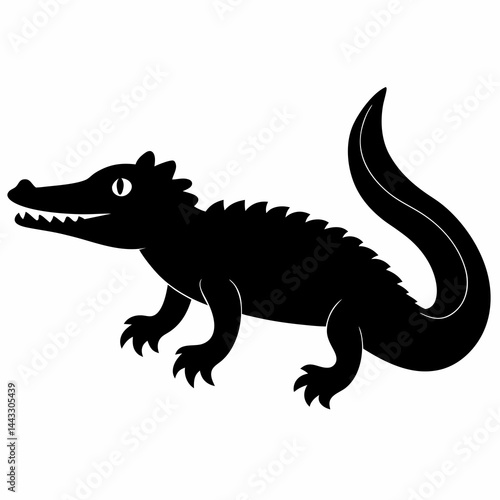 Sleek Black Crocodile Illustration