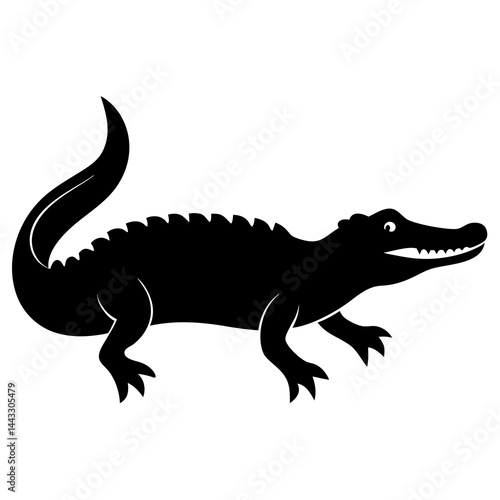 Sleek Black Crocodile Illustration