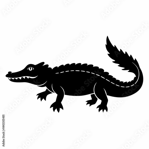 Sleek Black Crocodile Illustration