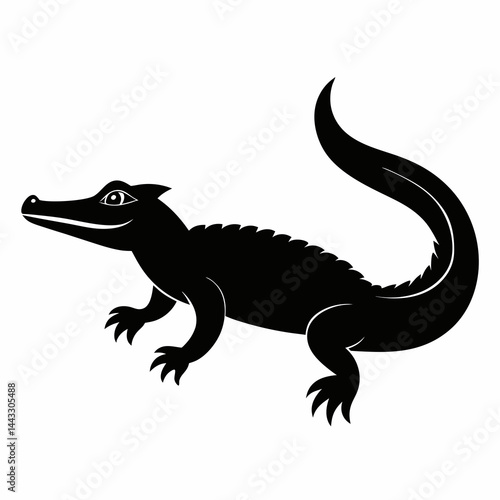 Sleek Black Crocodile Illustration