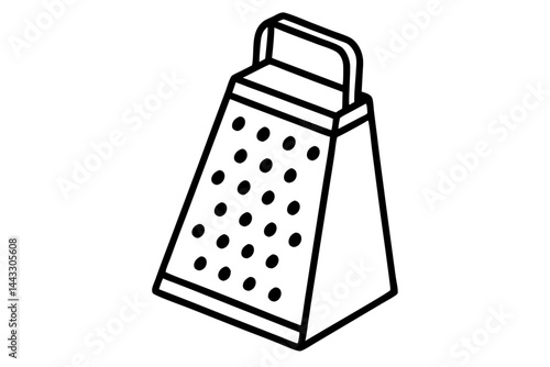 Cheese Grater Outline Icon - Cooking and Food Prep Vector Illustration

