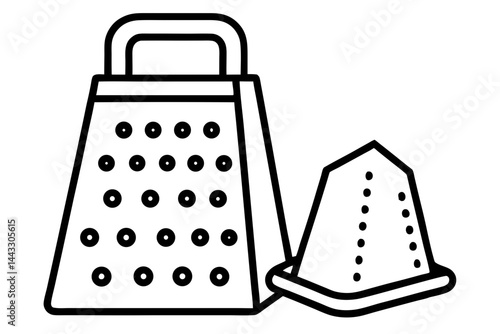 Cheese Grater Outline Icon - Cooking and Food Prep Vector Illustration


