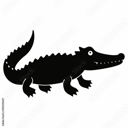 Sleek Black Crocodile Illustration