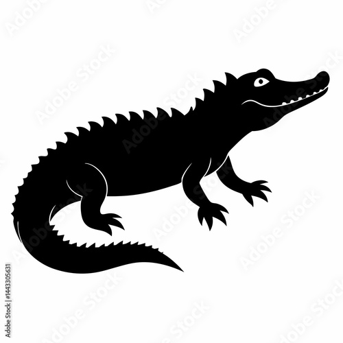 Sleek Black Crocodile Illustration
