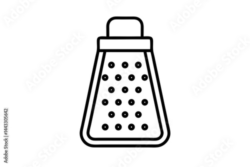Cheese Grater Outline Icon - Cooking and Food Prep Vector Illustration

