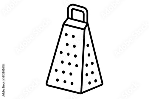 Cheese Grater Outline Icon - Cooking and Food Prep Vector Illustration


