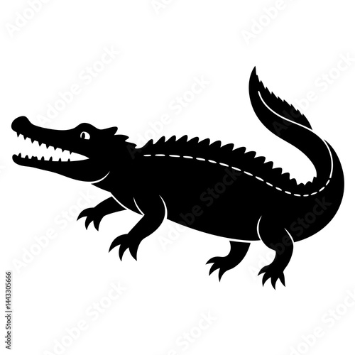 Sleek Black Crocodile Illustration