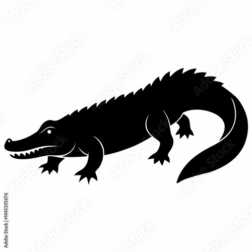 Sleek Black Crocodile Illustration
