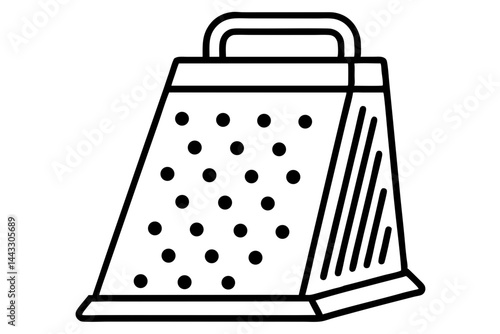 Cheese Grater Outline Icon - Cooking and Food Prep Vector Illustration

