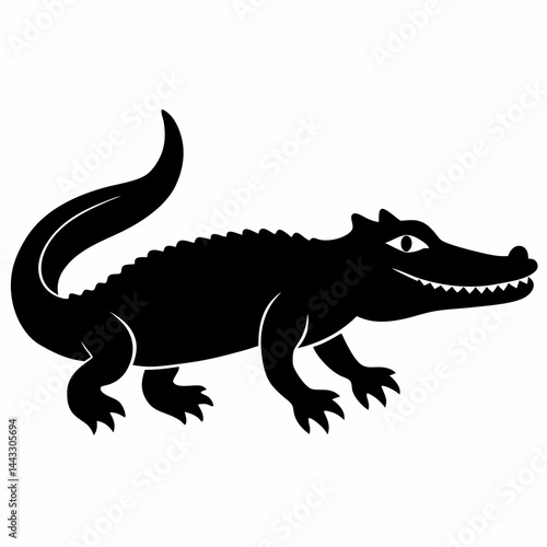 Sleek Black Crocodile Illustration