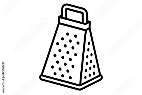Cheese Grater Outline Icon - Cooking and Food Prep Vector Illustration

