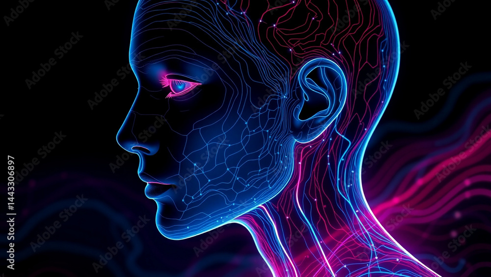 Cybernetic Head with Neural Connections and Digital Veins Cybernetic Head with Neural Connections and Digital Veins